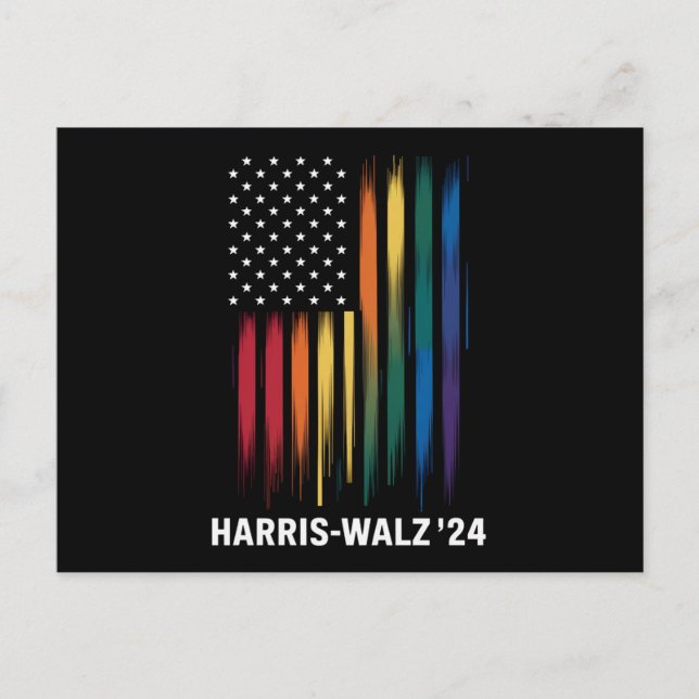 Cartão Postal Harris Walz 2024 Eleição Kamala Tim Waltz LGBT (Frente)
