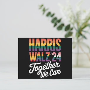 Cartão Postal Harris Walz 2024 Juntos Podemos Eleição LGBTQIA 