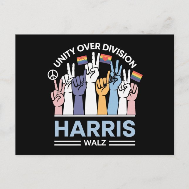 Cartão Postal Harris Walz Walz 2024 Unity Over Division (Frente)