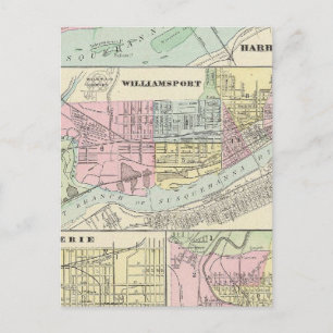 Cartão Postal Harrisburg, Williamsport, Erie, Scranton