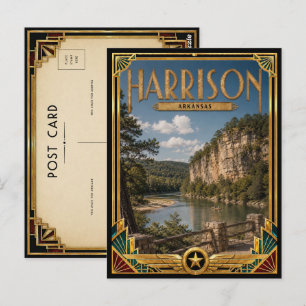 Cartão Postal Harrison Arkansas Arte Deco Vintage Idade Dourada