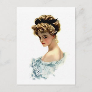Cartão Postal Harrison Fisher Girl em azul