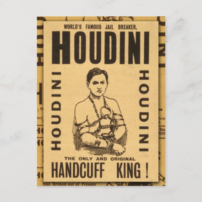Cartão Postal Harry Houdini, Handalgff King! (Frente)