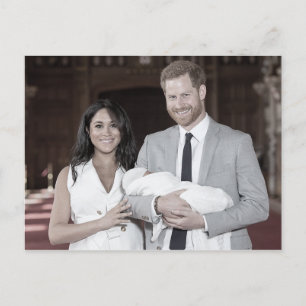 Cartão Postal Harry Meghan Archie estilizado