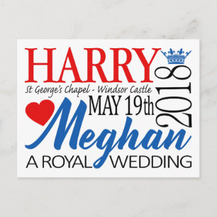 Cartão Postal Harry & Meghan Wedding, 19 de maio de 2018
