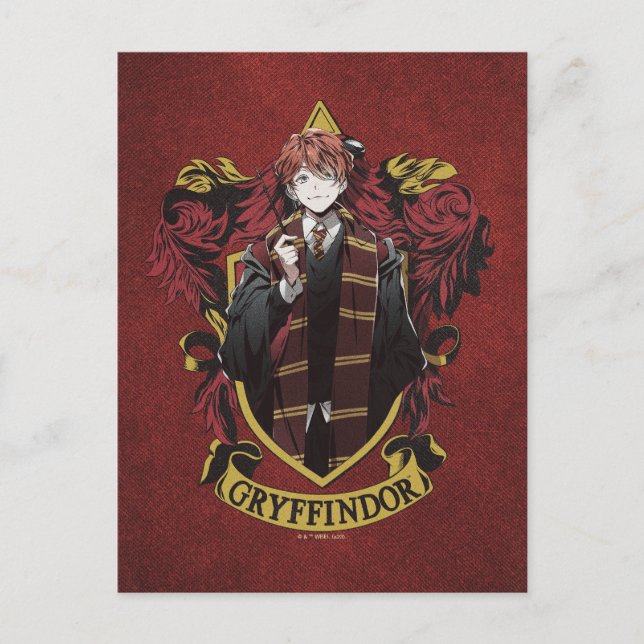 Cartão Postal HARRY POTTER™ | Anime Ron Weasley House Crest (Frente)