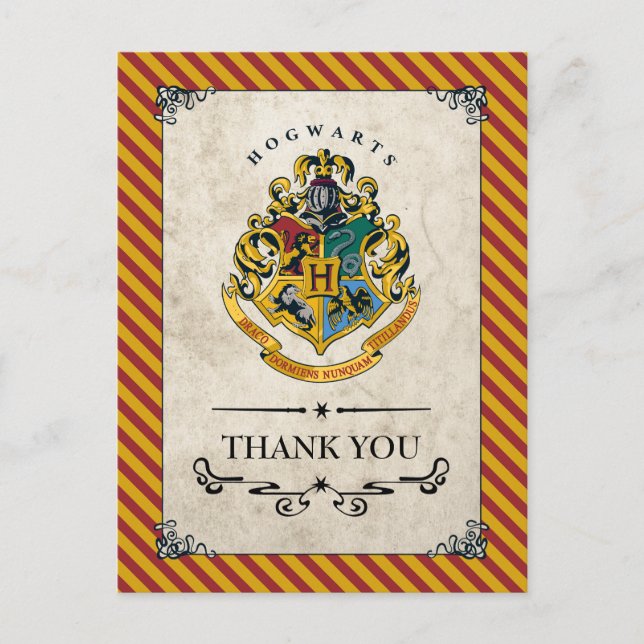 Cartão Postal Harry Potter | Aniversário de Hogwarts Obrigado (Frente)