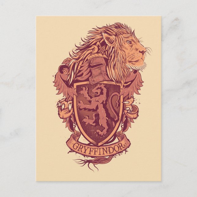 Cartão Postal Harry Potter | Brasão do Leão da Gryffindor (Frente)