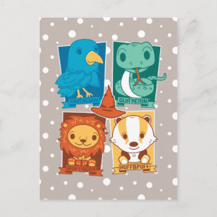 CARTÃO POSTAL HARRY POTTER™ CASAS HOGWARTS™ DE CARTOON