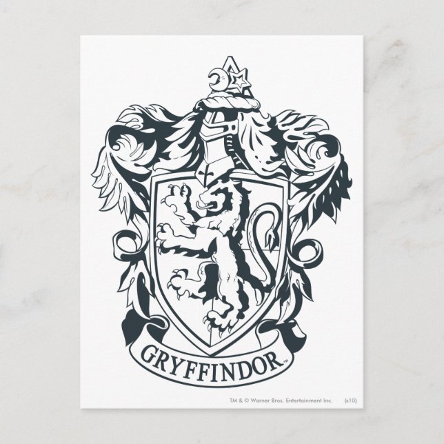 Cartão Postal Harry Potter| Esboço Gryffindor Stencil (Frente)