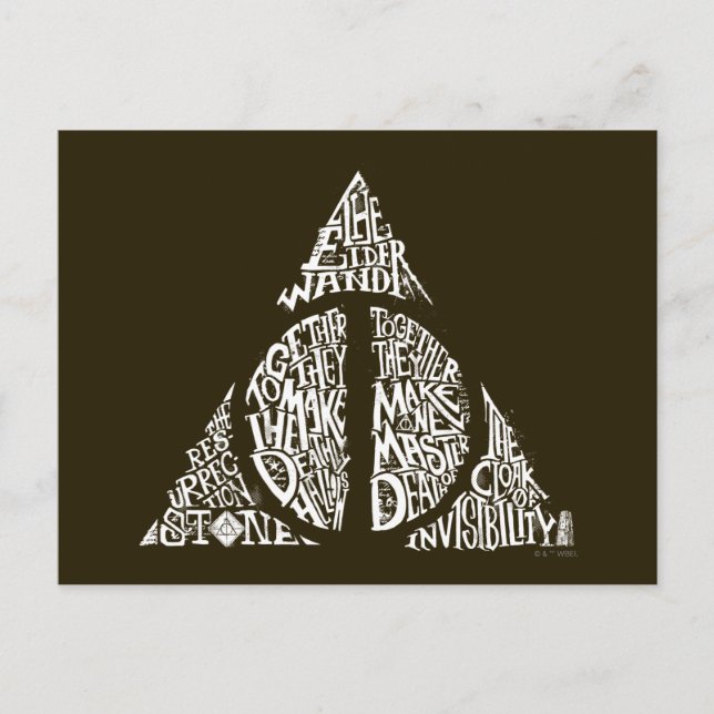 Cartão Postal Harry Potter Feitiço | TIPOGRAFIA DAS RELÍQUIAS DA (Frente)