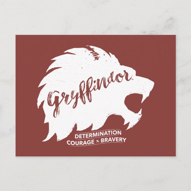 Cartão Postal Harry Potter | GRYFFINDOR™ Tipografia Silhueta (Frente)