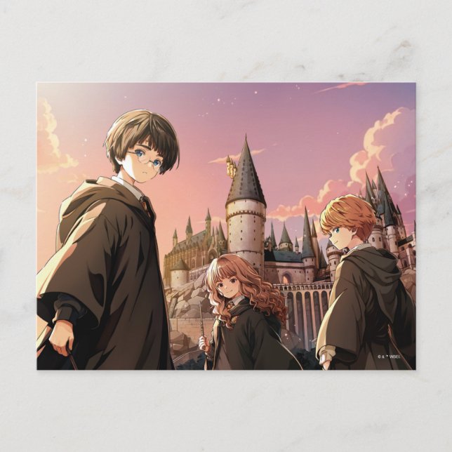 Cartão Postal HARRY POTTER™ Hermione & Ron HOGWARTS™ Cena de Ani (Frente)
