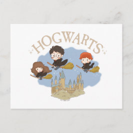 Cartão Postal HARRY POTTER™, Hermione & Ron sobrevoam HOGWARTS™