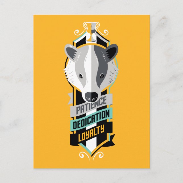 Cartão Postal Harry Potter| HUFFLEPUFF™ House Traits Sigil (Frente)