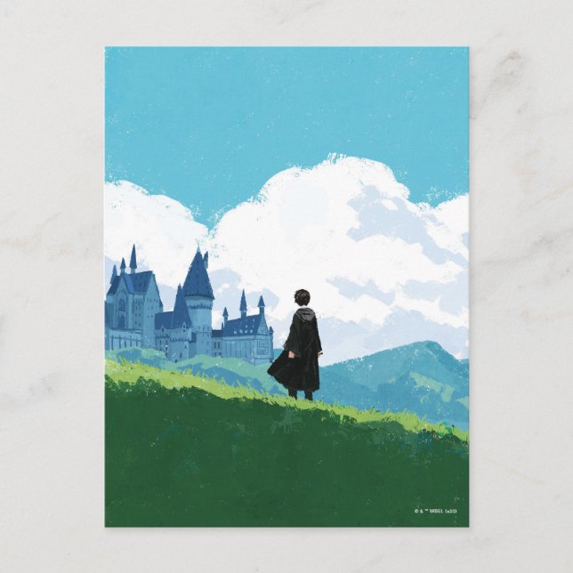 Cartão Postal HARRY POTTER™ Observando o Castelo de HOGWARTS™ (Frente)