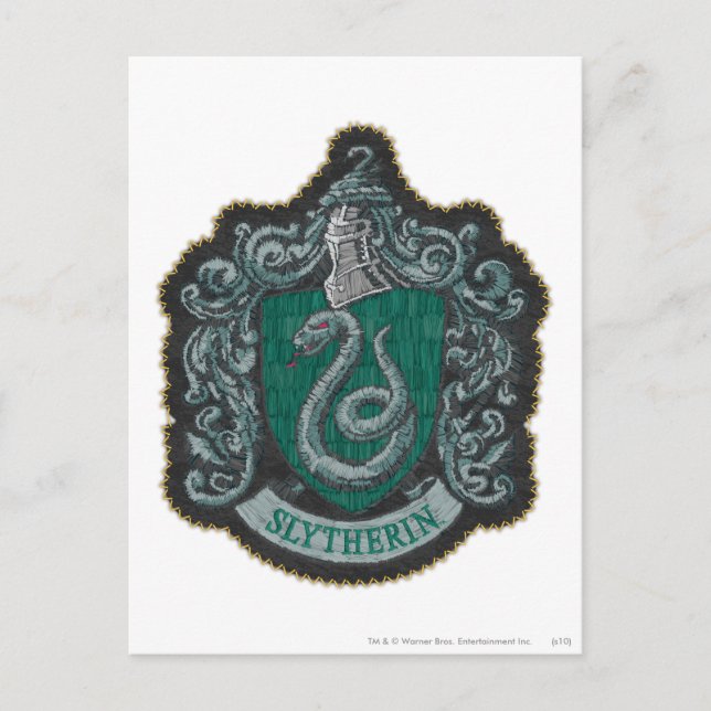 Cartão Postal Harry Potter | Retro Brasão Poderoso Slytherin (Frente)