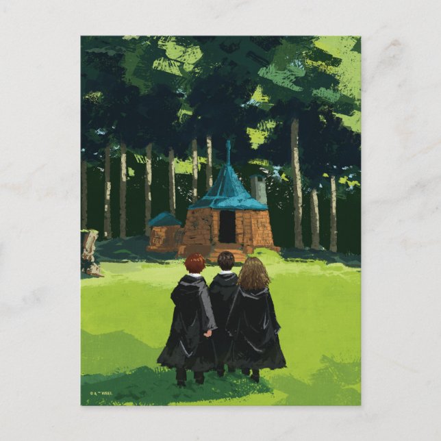 Cartão Postal HARRY POTTER™, Ron e Hermione no Hut de Hagrid (Frente)