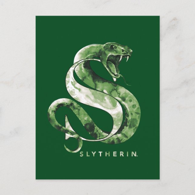 Cartão Postal Harry Potter | SLYTHERIN™ Cobra Watercolor (Frente)