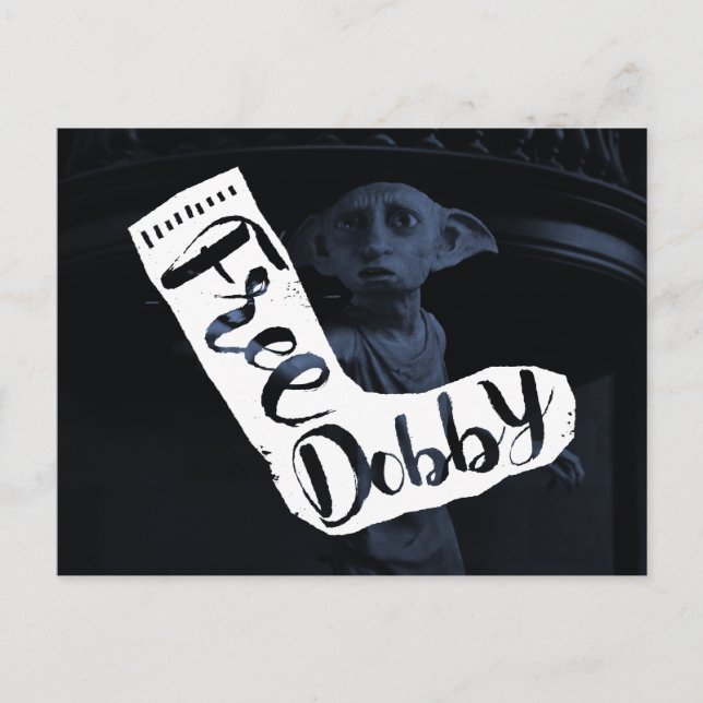 Cartão Postal Harry Potter| Tipografia Sock "Free Dobby" (Frente)