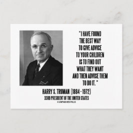 Cartão Postal Harry Truman Melhor Forma De Dar Conselhos Aos Seu