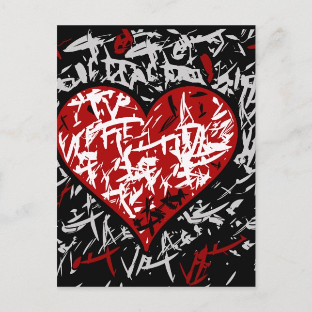 Cartão Postal Hart de grafite vermelho (Frente)