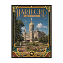 Hartford Connecticut Arte Deco Vintage Era de Ouro