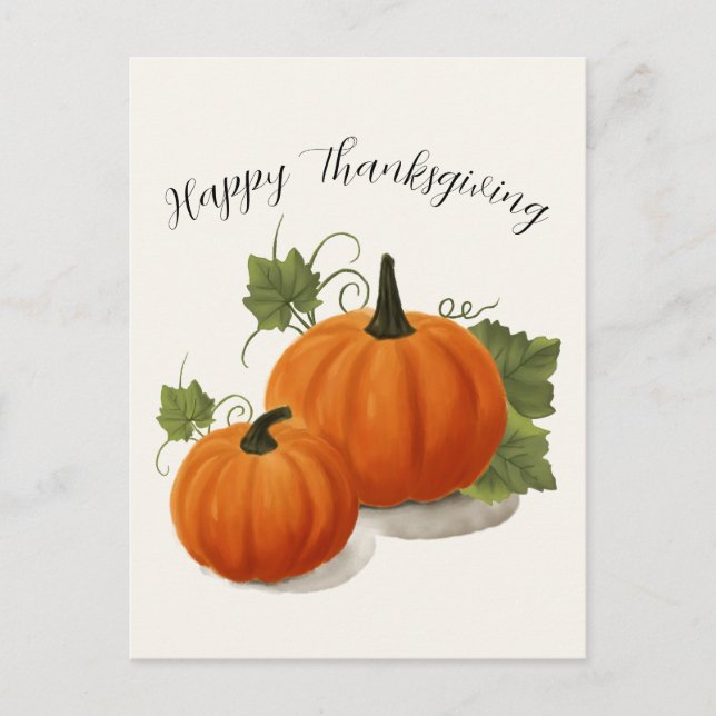 Cartão Postal Harvest Pumpkin Thanksgiving Postcard (Frente)