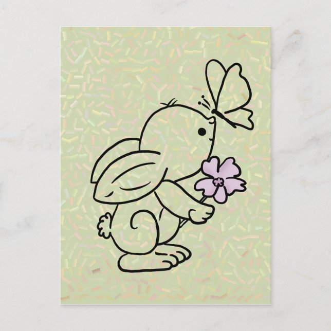 Cartão Postal Hase mit Schmetterling (Frente)