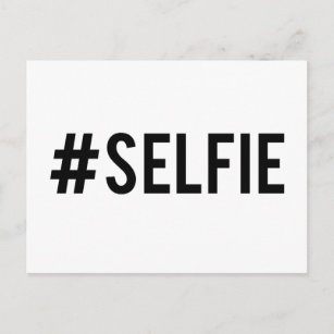 Cartão Postal Hash tag selfie, word art, design de texto para t-