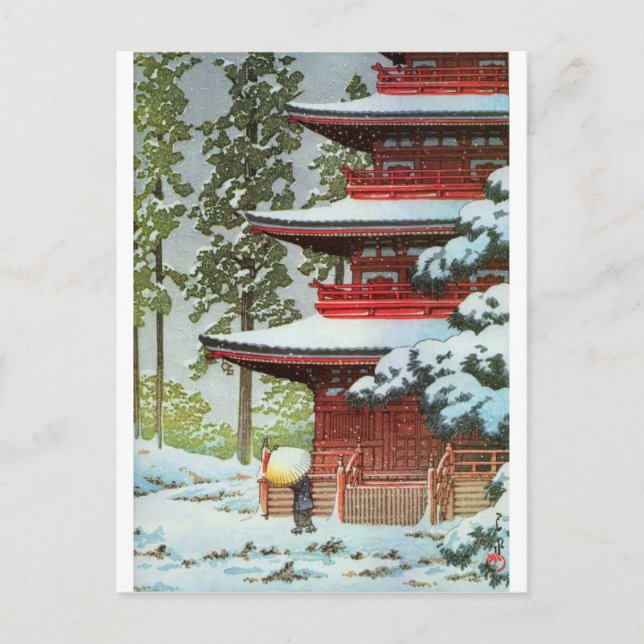 Cartão Postal Hasui Kawase Winter Scene (Frente)