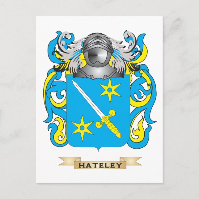 Cartão Postal Hateley Casaco de Braços (Crest Familiar) (Frente)