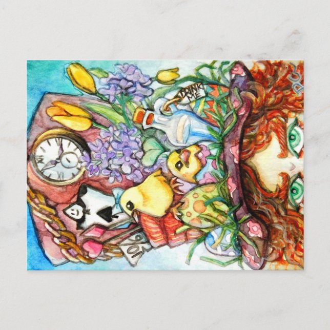 Cartão Postal Hatter e seu Design de chapéu Primavera (Frente)