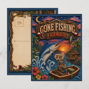 Cartão Postal Havaí Caça ao Peixe Azul Marlin