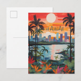 Cartão Postal Havaí EUA Viagem Cidade Pintura Estética
