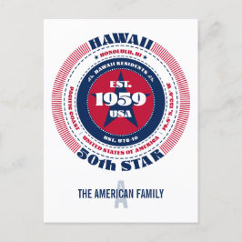 Cartão Postal Havaí, Honolulu, HI, Patriótico, Monograma