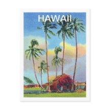 Havaí, ilha tropical, velha cabana com palmeiras