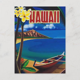 Cartão Postal Havaí, paraíso tropical, barco de pesca na costa