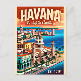 Cartão Postal Havana Antiga Cuba Pérola do Caribe Retro 