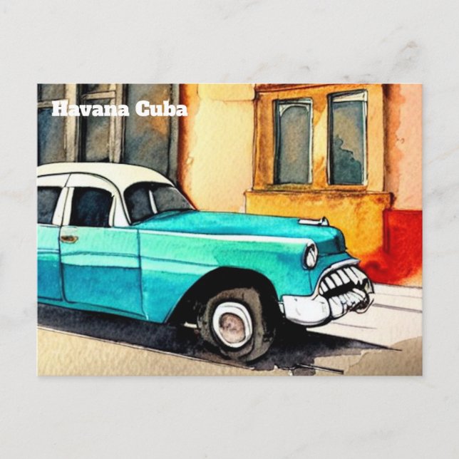 cartão postal havana cuba carro antigo (Frente)