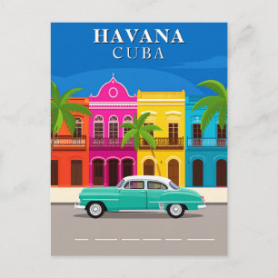 Cartão Postal Havana Cuba Carro Antigo Viagem