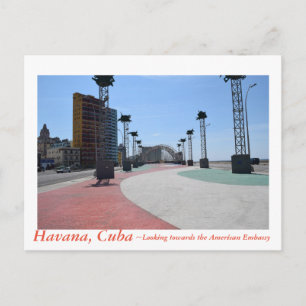 Cartão Postal Havana Cuba enfrentando a Embaixada Americana