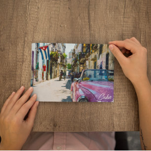 Cartão Postal Havana Cuba Flag Viagem Watercolor