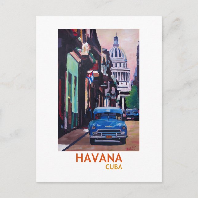 Cartão Postal Havana em Cuba  - El Capitolo com oldtimer (Frente)