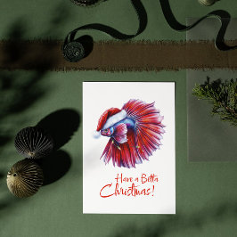 Cartão Postal Have a Betta Christmas Funny Santa Fish Lover Pun