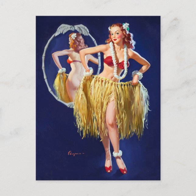 Cartão Postal Hawaiai Girl Pin Up (Frente)