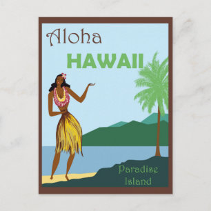 Cartão Postal Hawaii Aloha Hula Dancer Viagens vintage