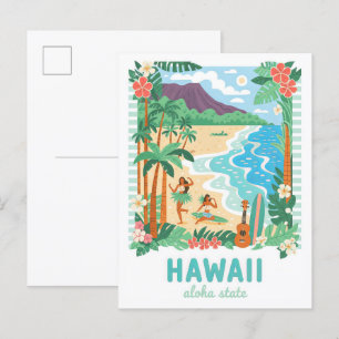 Cartão Postal Hawaii Aloha State USA Summer Viagem