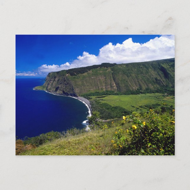 Cartão Postal Hawaii BeauBeauful Beach e Mountain (Frente)