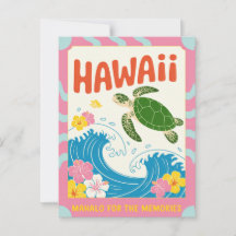 Hawaii EUA Tartaruga Marinha Hibisco Mahalo Retro